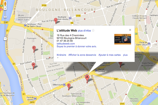 Exemple de résultat Google Maps